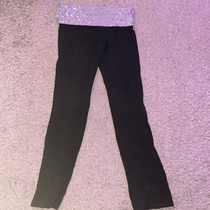 VS PINK flare leggings (yoga pants) with glitter cheetah print waist band